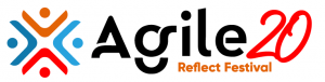 Co branding dominant Agile20Reflect Festival horizontal logo on white background