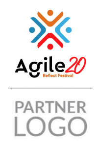Co branding dominant Agile20Reflect Festival vertical logo usage