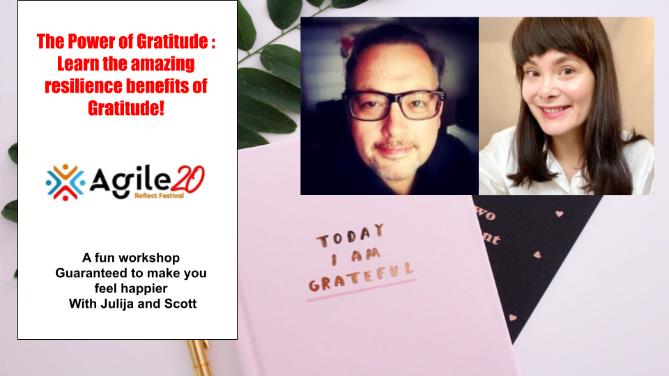 a gratitude journal and two people
