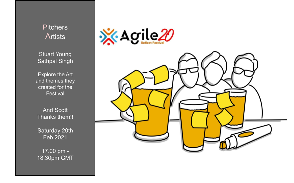 A cartoon of three guys and a pitcher of beer.